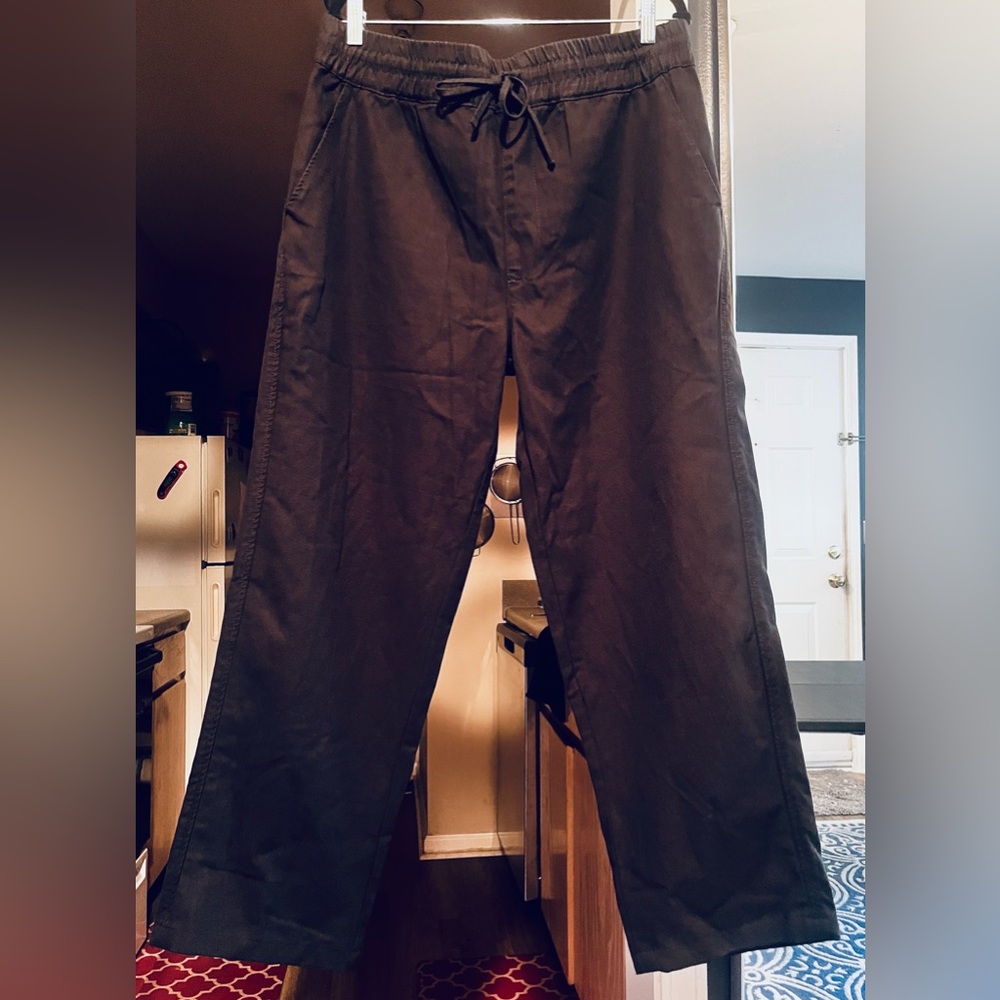 AllSaints Men’s XL Black “Hanbury” Drawstring Pants Black Cotton/Linen